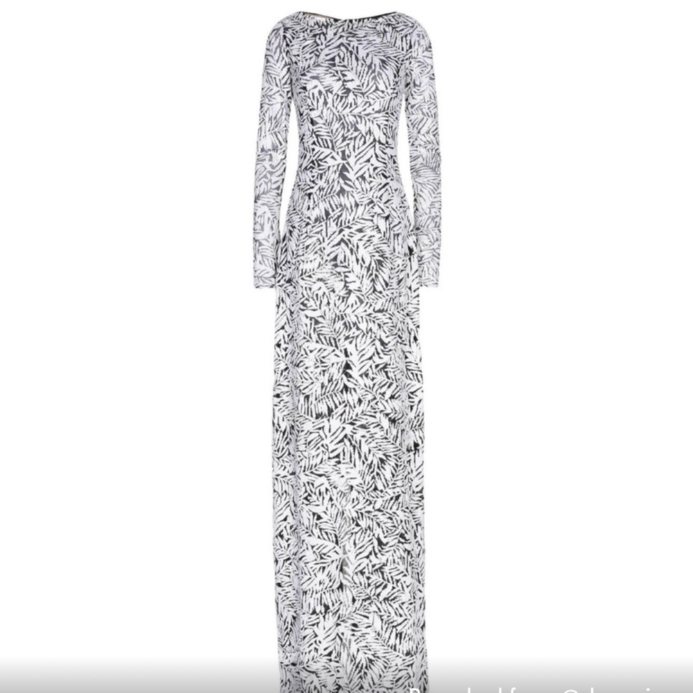 NWT Michael Kors Collection Sequin Gown Black White Long Sleeve Evening Dress 14